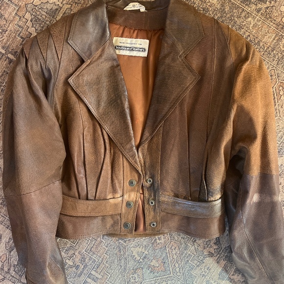 Vintage 80’s brown leather jacket sz Med - Picture 1 of 16